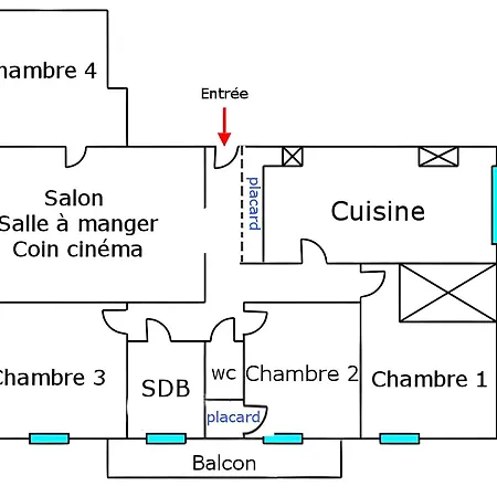 公寓 Spacieux 90m2 4 Chambres, Proche Mer, Climatisation, Confort 土伦